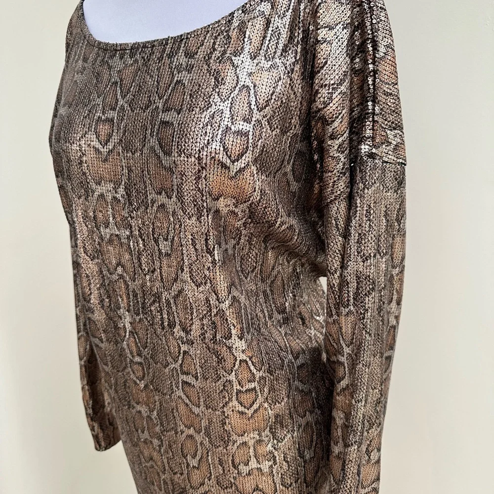 Eloquii Sequin Long Sleeve Snake Print Dress